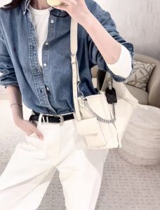 neutral outfit with structured affordable bag